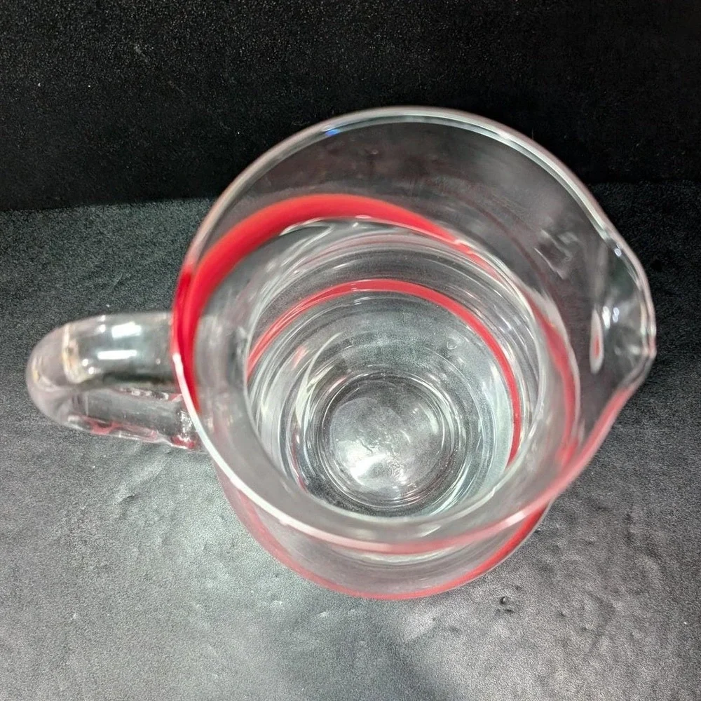 Pier 1‎ Imports Red Swirline Glass Pitcher, Hand-Blown Beverage Dispenser